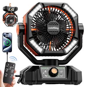 ColdSky 20000mAh 배터리 캠핑 팬 4개 LED 랜턴 8개 속도 책상 팬 텐트 정전 건설 현장용 휴대용 야외 팬