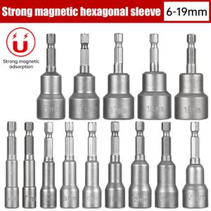 6mm-19mm 자기 충격 소켓 너트 스크루 드라이버 1/4 육각 키 세트 파워 드릴 용 드릴 비트 어댑터 임팩트 드라이버 소켓 키트