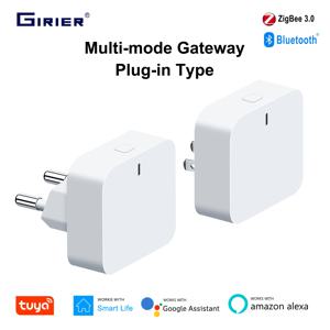 GIRIER Tuya ZigBee 게이트웨이 허브 플러그인 유형 스마트 홈 자동화를 위한 다중 모드 ZigBee Bluetooth 게이트웨이 브리지 Alexa와 함께 작동