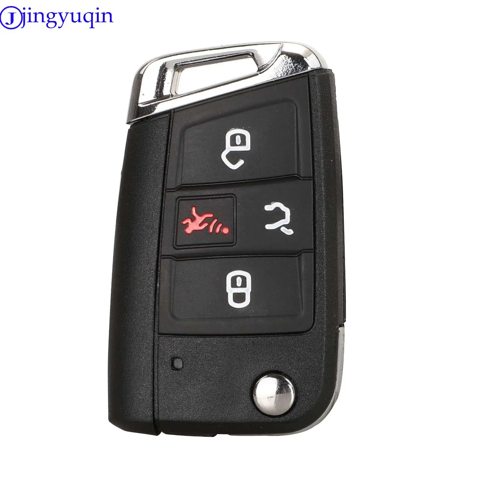 Jingyuqin 4 버튼 Flid 접이식 자동차 키 Fob 쉘 VW 폴로 2016 2017 골프 7 MK7 Skoda Octavia Combi A7 케이스 빈