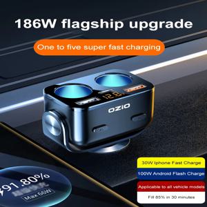 자동차 초고속 충전기 듀얼 포트 2개의 USB 인터페이스 자동차 전화 어댑터(iPhone용 디지털 디스플레이 포함) Samsung Huawei