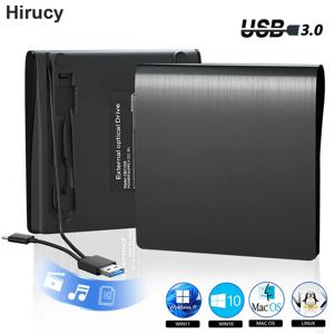 Hirucy cd플레이어,USB 3.0 USB C타입 외장 CD/DVD RW 드라이브, 읽기 버너 플레이어, 휴대용 광학 드라이브, 노트북 PC 윈도우 리눅스 OS Mac용