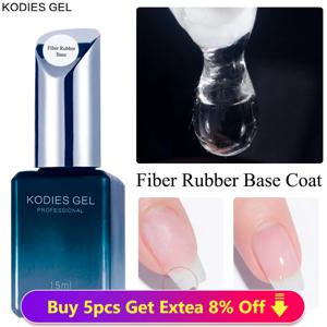 KODIES 젤 섬유베이스 코트 손톱 용 유리 섬유 젤 폴란드어 UV 반영구적 수리 수정 균열 네일 고무베이스 젤 강화제