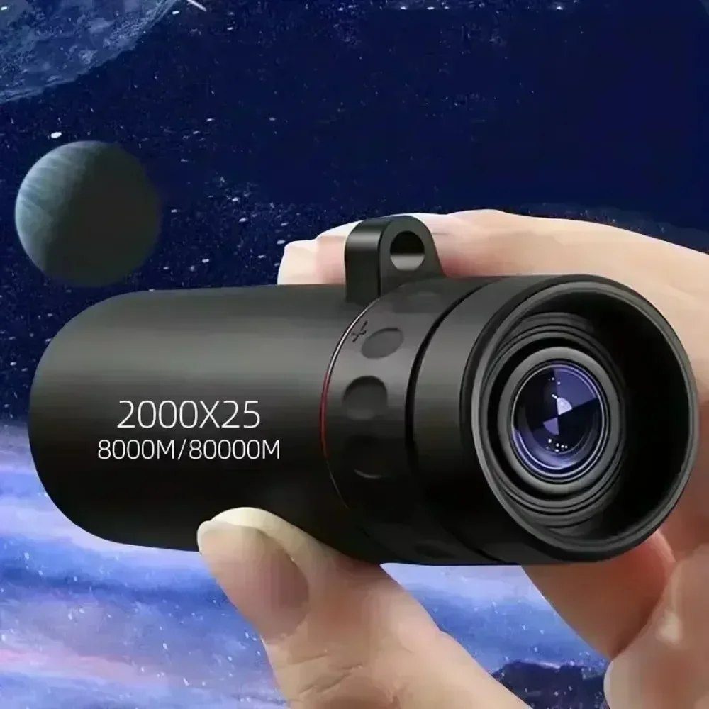 미니 휴대용 2000x25 HD 단안 망원경 휴대 전화 망원경 홀더 캠핑 사냥 조류 관찰 망원경
