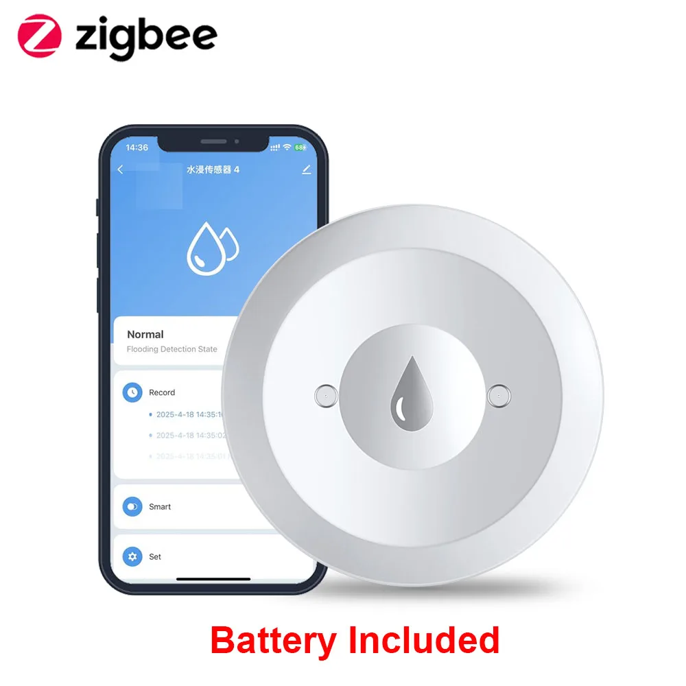 Tuya Zigbee 워터 센서 홍수 누출 감지기 App 주방/욕실 지원을위한 원격 모니터링 홈 어시스턴트 Zigbee2mqtt