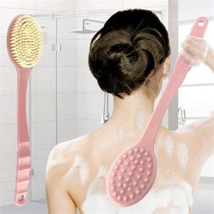 소프트 바디 스크러버 샤워 엑스 폴리 에이 팅 스크럽 롱 핸들 목욕 브러시 엑스 폴리 에이 팅 스킨 마사지 청소 브러시 ​​욕실 액세서리