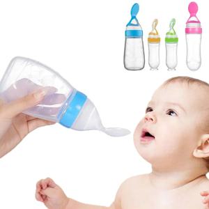 안전한 아기 젖병 숟가락 우유 병 아기 훈련 피더 식품 보충 식품 피드 숟가락 아기 가제트 BPA 무료