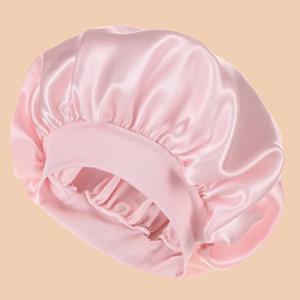 1pc 여성용 솔리드 컬러 새틴 와이드 챙 샤워 캡, 매일 사용에 적합 실크 보닛 새틴 보닛