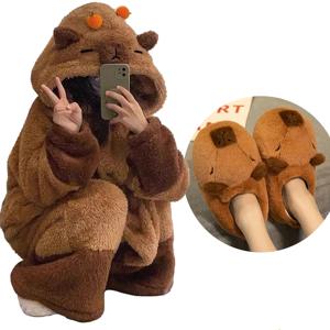겨울 Capybara 코스프레 의상 가운 성인 Kigurumi 유니콘 Onesie 애니메이션 잠옷 할로윈 만화 잠옷 잠옷