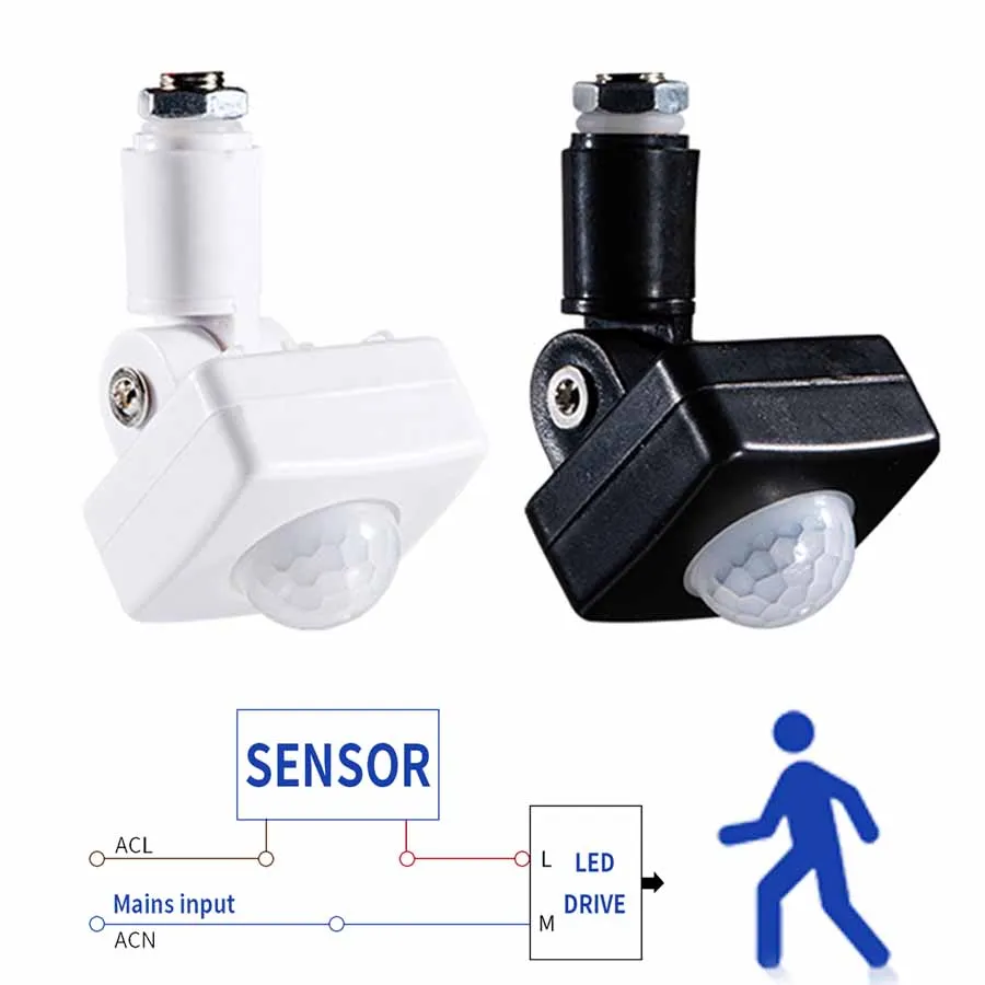 LED 모션 센서 220V 110V 자동 PIR 적외선 감지기 180도 회전 야외 타이머 전등 스위치 PIR 모션 센서