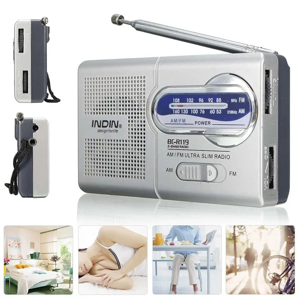 BC-R119 라디오 AM FM 배터리로 작동되는 휴대용 라디오 최고의 수신 비상 허리케인 달리기 걷기 집에서 가장 오래 지속