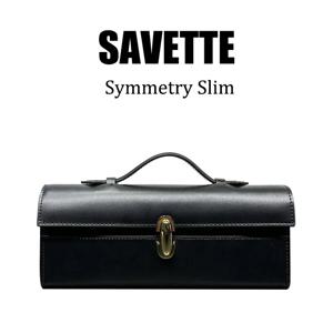 SAVETTE 정품 가죽 토트 여성용 간단한 핸드백 작은 사각형 가방 바게트 가방 고품질 Savette 대칭 슬림 행 가방