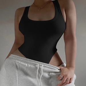 민소매 니트 바디 슈트 뜨거운 여름 섹시한 Bodycon 오프 숄더 홀터 탑 여성용 캐주얼 스트리트 보디 스 ClubWear
