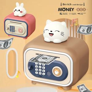 전자 돼지 저금통 장난감, 안전한 돈 절약 상자 동전 은행 암호 코드 잠금 ATM 은행 선물 어린이를위한 배터리는 포함되지 않습니다