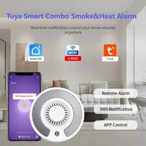 투야 앱 제어/2.4GHz, 2 in 1 듀얼 센서 화재 경보기, 10년 밀봉 배터리 포함, CE, VSH03W 콤보 연기 및 열 감지기