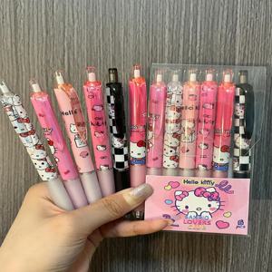 6Pcs Sanrio 젤 펜 헬로 키티 만화 Kuromi ST 빠른 건조 블랙 0.5mm 프레스 볼펜 학습 문구 선물
