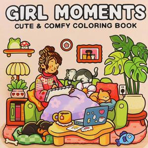 색칠하기 책 GIRL MOMENTS 성인과 청소년을 위한 색칠하기 책 사랑스럽고 소름 끼치는 생물 그림 선물