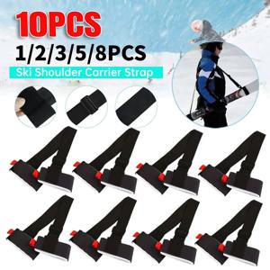 1-10pcs 스키 어깨 캐리어 스트랩 조정 가능한 스키 홀더 스트랩 휴대용 스노우 보드 운반 스트랩 성인을위한 스키 액세서리 어린이
