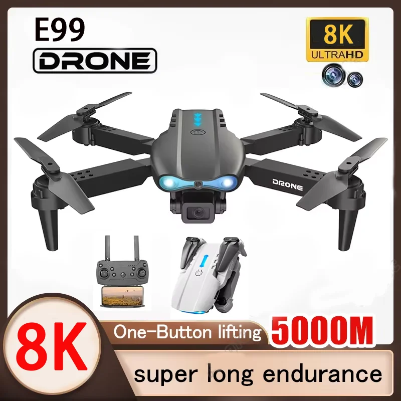 E99 Pro RC 드론 접이식 8K HD 듀얼 카메라 항공 사진 Quadcopter 광학 흐름 포지셔닝 고도 홀드 드론 장난감 선물