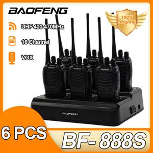 Baofeng 6PCS BF-888S 워키 토키 VOX UHF 400-470MHz 16CH 888S 6 웨이 충전기로 캠핑을위한 휴대용 아마추어 양방향 라디오