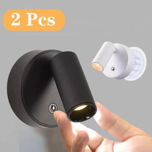 마그네틱 LED 라이트, USB 충전식 벽 조명, 무선 스포트라이트, 와이어링 없음, 펀치 없음, 독서등, 침실 침대 옆 조명, 2 개