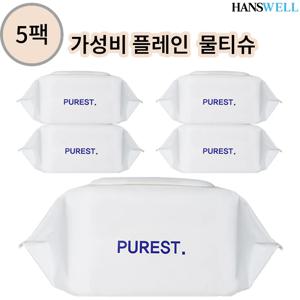 퓨어스트 라이트 초순수 플레인 아기물티슈 캡형 40평량 100매 5팩