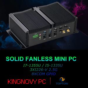 솔리드 팬리스 미니 PC 인텔 i7 1355U i5 1335U 3xi226-V 2.5G 2xDDR5 2xPCIe4.0 1xSATA 8xCOM GPIO 방화벽 NAS 산업용 컴퓨터