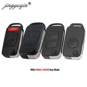 Jingyuqin 플립 접이식 원격 키 쉘 1/2/3/4 버튼 메르세데스 벤츠 SLK E113 A C E S W168 W124 W202 W203 자동차 자동차 키 케이스