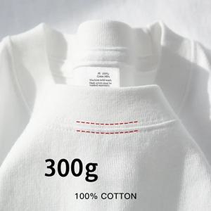 300g 코 튼 T 셔츠 남자 짧은 소매 헤비급 여름 라운드 넥 느슨한 통기성 셔츠 남자 여자 기본 티