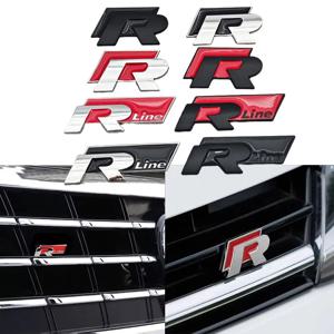 3D 금속 R 라인 R 로고 전면 그릴 엠블럼 자동차 뒷 트렁크 스티커 폭스 바겐 VW R 라인 골프 4 5 6 7 Touran 폴로 액세서리