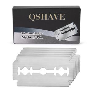 Qshave 더블 에지 안전 면도날 직선 면도기 티타늄 블레이드 클래식 안전 면도날 미국산, 10개 블레이드