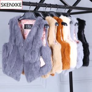 2025 뜨거운 판매 여성 진짜 정품 토끼 모피 조끼 패션 100% 진짜 토끼 모피 Gilet 레이디 진짜 토끼 모피 짧은 민소매 코트