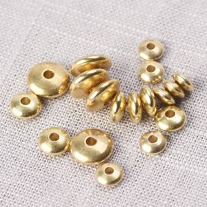 플랫 라운드 Rondelle 5mm 6mm 8mm 솔리드 브래스 금속 라이트 골드 컬러 느슨한 스페이서 공예 비즈 쥬얼리 결과 만들기
