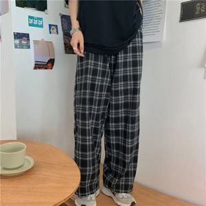 여름/겨울 격자 무늬 바지 남성 S-3XL 남성/여성 하라주쿠 힙합 바지 캐주얼 스트레이트 바지