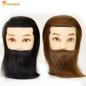 100% 인간의 머리카락 남성 마네킹 머리 머리 수염 연습 Manikin 미용사 미용 훈련 인형 머리 헤어 스타일링