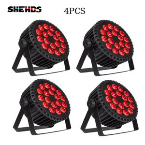 SHEHDS 4PCS 알루미늄 합금 LED 플랫 파 18x12W RGBW/18x18W RGBWA+UV LED 조명 DMX512 디스코 전문 무대 DJ 장비