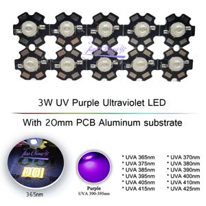 3W UV 보라색 LED 자외선 전구 램프 칩 365nm 375nm 380nm 385nm 395nm 405nm 410nm 420nm 20mm PCB 알루미늄 기판