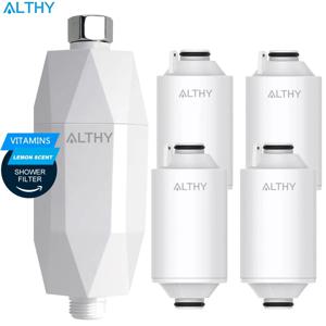 ALTHY 비타민 C 리바이탈라이징 샤워 워터 필터 - 염소 중금속 감소 - 건조하고 가려운 피부, 모발 비듬, 습진 개선
