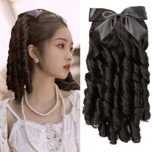 AS 합성 레트로 포니테일 빗 Europen Princess Curly Puff 포니테일 클립 헤어 테일 Natural False Hair Extension