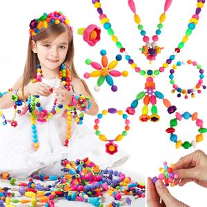 100pcs 팝 비즈 어린이 소녀 공주 보석 만들기 키트 크리 에이 티브 목걸이 팔찌 반지 DIY 이상적인 크리스마스 생일 선물