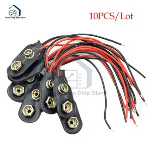 1/5/9/10pcs 9V 배터리 클립 10cm 검정색 빨간색 2 유선 케이블 연결 커넥터 버클 9 볼트 배터리 클립 커넥터 배터리 홀더