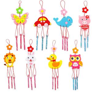8Pcs 어린이 DIY 바람 종소리 어린이를위한 미술 공예 장난감 정원 홈 파티 교육 수제 교육 보조 소녀 크리스마스 선물