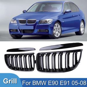 Pulleco 그릴 레이싱 그릴 광택 블랙 자동차 앞 범퍼 그릴 BMW E90 E91 3 시리즈 323I 328I 335I 330I 325I 05-08 ABS