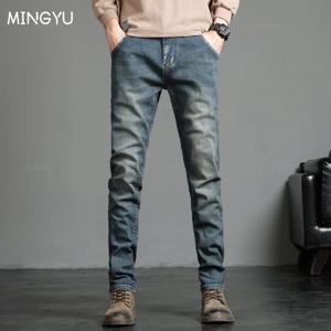 2025 신사복 스트레치 스키니 청바지 패션 캐주얼 코튼 데님 슬림 피트 바지 남성 한국 바지 streetwear 브랜드 의류