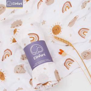 Elinfant 귀여운 부드러운 인쇄 아기 수건 포장 120x110cm 대나무 면화 아기 모슬린 Swaddle 담요