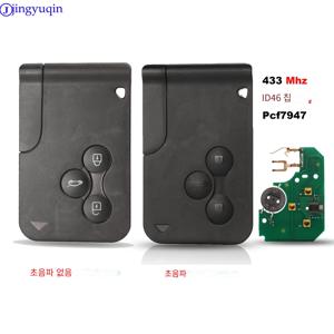 Jingyuqin 3 버튼 433Mhz ID46 PCF7947 칩 및 Renault Megane Scenic Grand 용 소형 블레이드 원격 스마트 키 카드 삽입