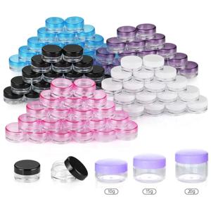 10PCS 빈 2g - 20g 여행 작은 다채로운 커버 페이스 크림 립밤 컨테이너에 대 한 뚜껑이있는 명확한 플라스틱 화장품 냄비 항아리