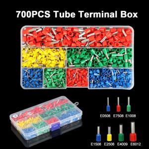 700pcs 유럽 유형 튜브 터미널 와이어 커넥터 크림 퍼 케이블 전기 압력 연결 링 콜드 크림프 터미널
