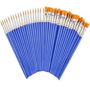 어린이를위한 10pcs DIY 아티스트 페인트 브러쉬 라운드 플랫 미니어처 나일론 헤어 아크릴 수채화 구 아슈 아트 키트