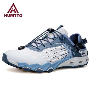 HUMTTO-남성용 하이킹 신발, 아웃도어 여름 스니커즈, 트레킹 맨발 신발, 남성용 통기성 빠른 건조 블랙 비치 샌들